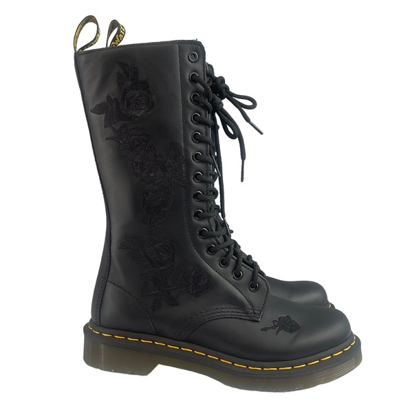 Dr MARTEN 1914 VONDA MON LEATHER BLACK BOOT FLOWER EMBROIDERY DETAILING SIZE UK4 - Picture 3 of 16